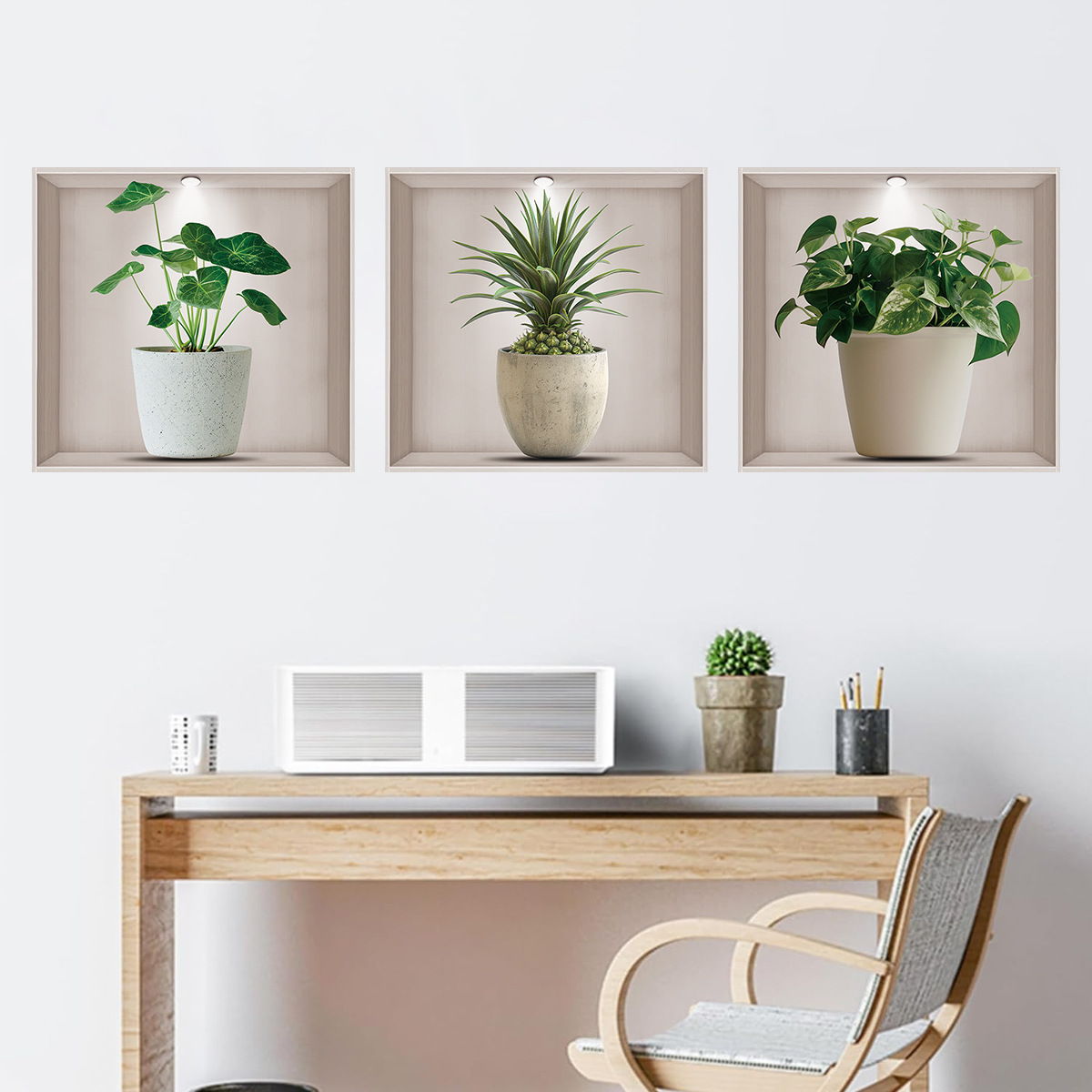 Home Office Backdrop - Vasi per fiori, Piante verdi, Adesivi