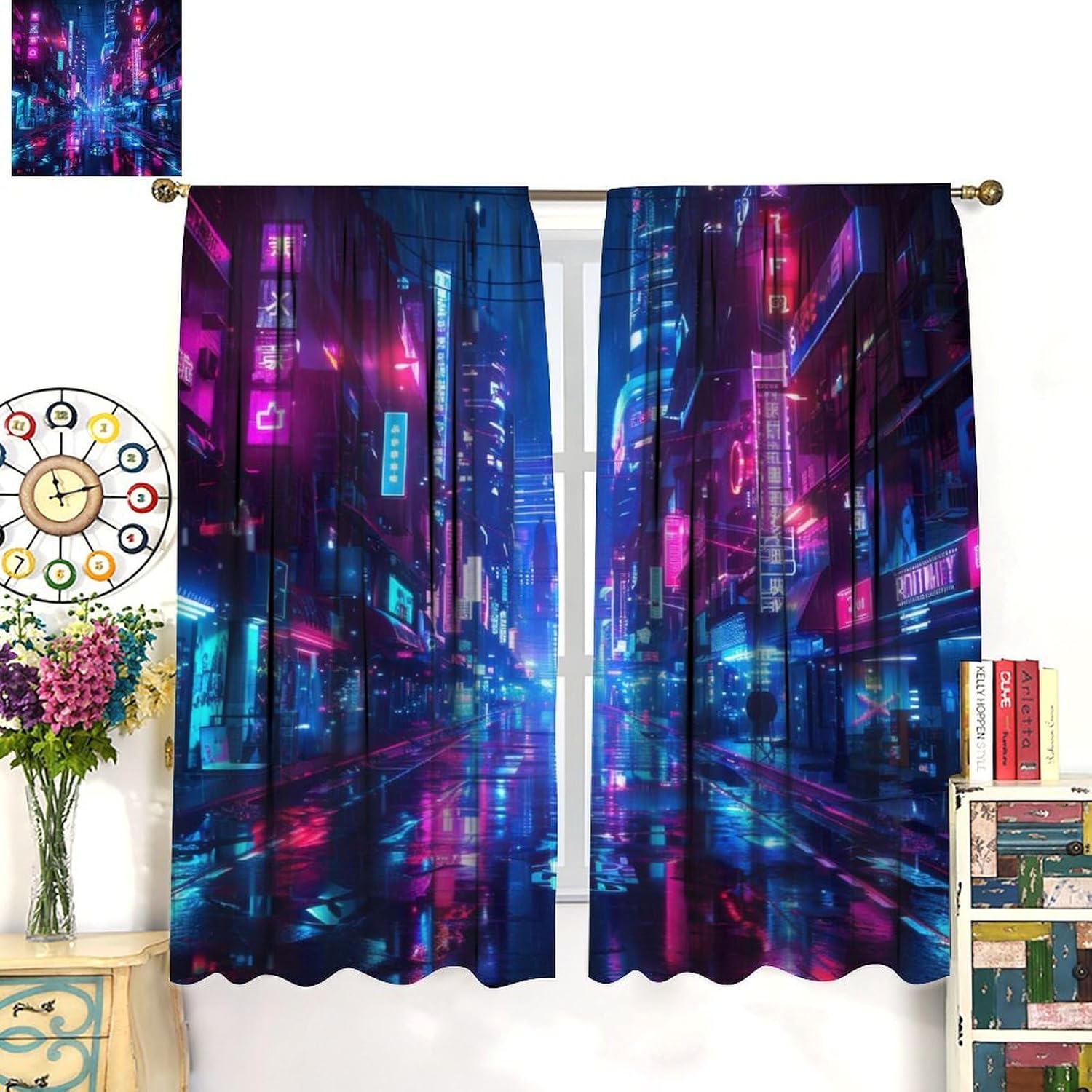 Tenda Cyberpunk Neon con Paesa - Home Office Backdrop recensione e prezzo