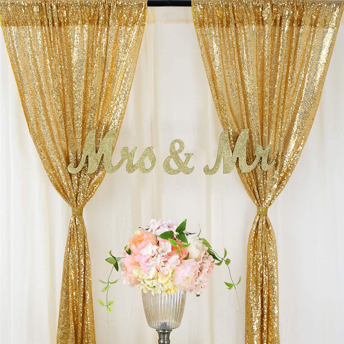 2 pezzi di paillettes dorate p - Home Office Backdrop recensione e prezzo
